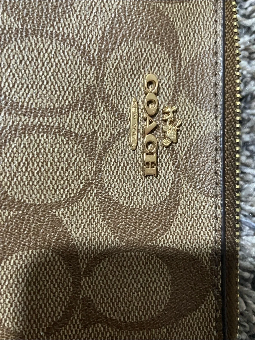 Coach Brown Khaki Signature Canvas Wristlet